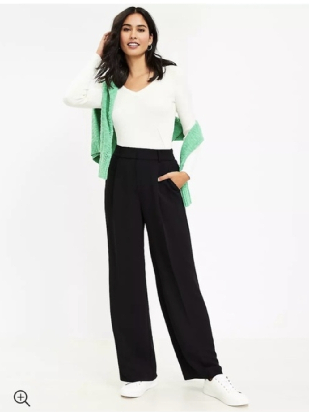LOFT The Payton Trouser Wide-Leg Black High Waist Size 8P